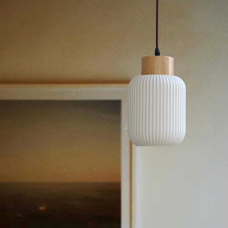 Nordic White Ceramic Cylinder 1-Light Japanese Pendant Light