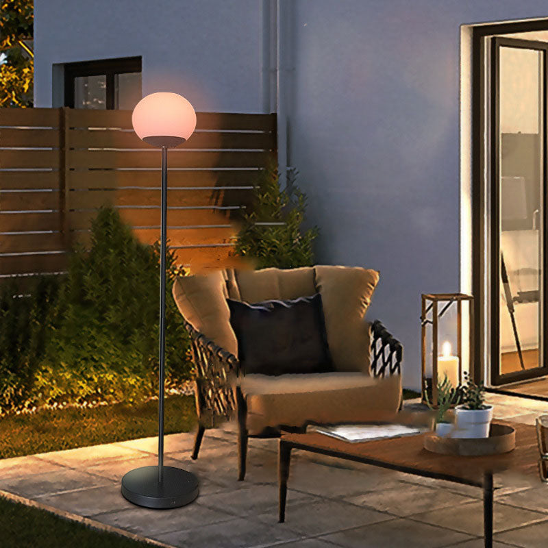 Solar Modern Minimalist Oval LED Outdoor Standing Lamp | Wrought Iron PE Design