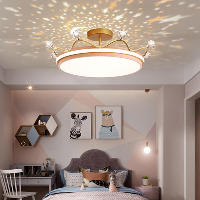 Contemporary Kids Crown Acrylic LED Ceiling Light - Semi-Flush Mount for Bedroom
