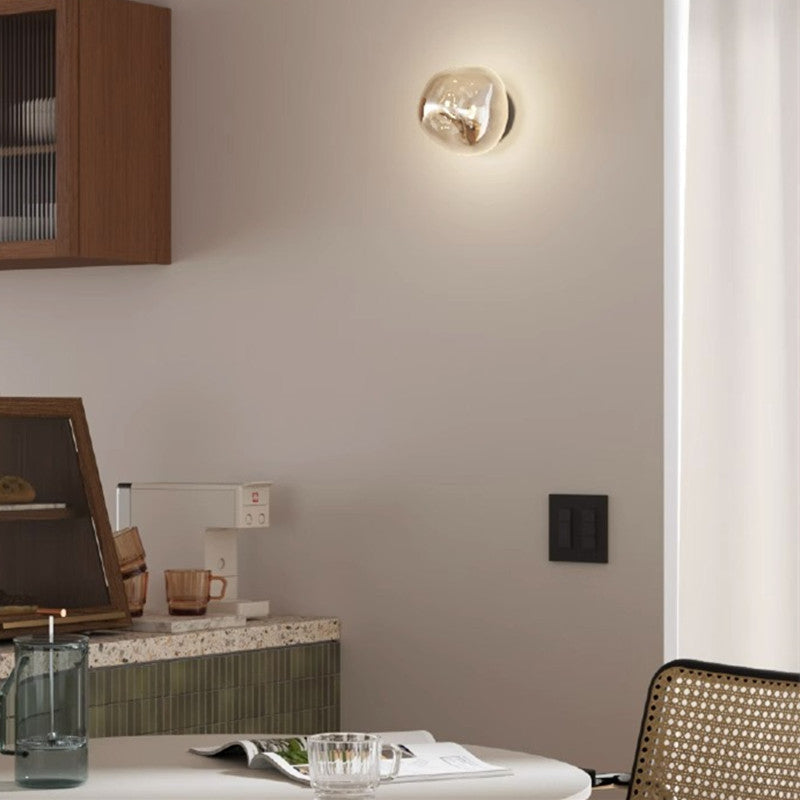 Modern Minimalist Electroplated Glass Wall Sconce Lamp - Irregular Sphere Design for Living Room Lighting