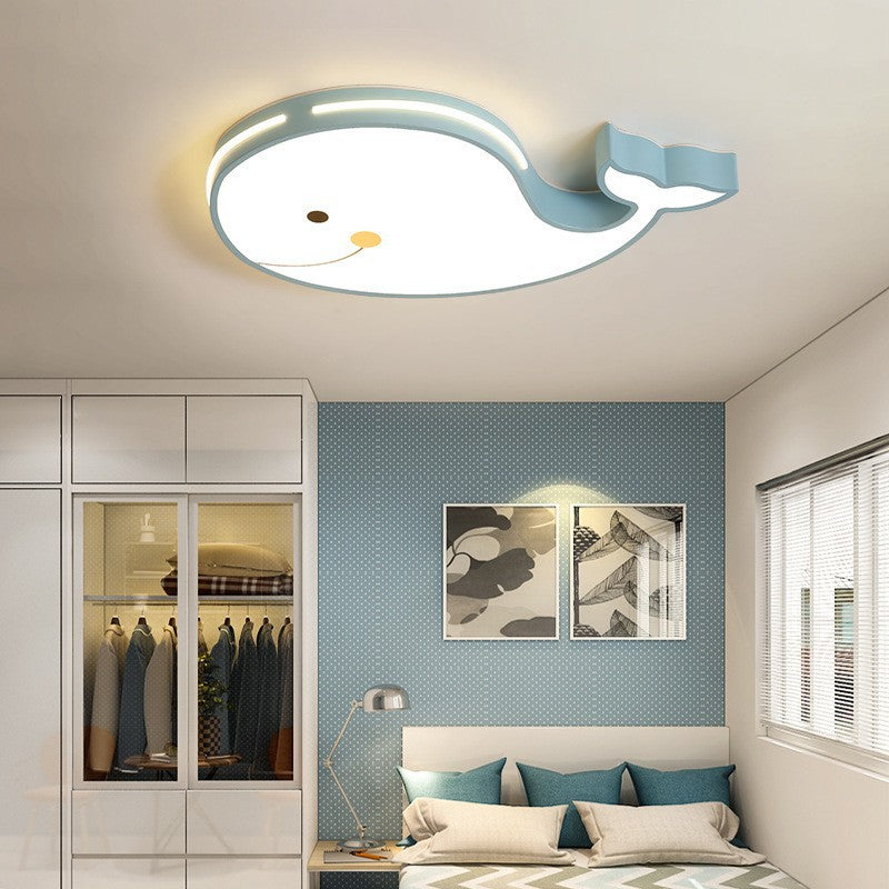 Contemporary Cartoon Whale Acrylic LED Kids Flush Mount Ceiling Light for Bedroom Decoration, Nursery Lighting, Child’s Room Fixture, Creative Whale Design, Modern Children's Lighting, Eco-Friendly Illumination, Adjustable Brightness, Fun Bedroom Accessor