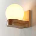 Contemporary Nordic Rubberwood Glass Ball Wall Sconce for Bedroom Lighting