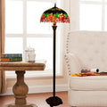 Traditional Tiffany Roses Stained Glass Floor Lamp - 2-Light Dome for Living Room