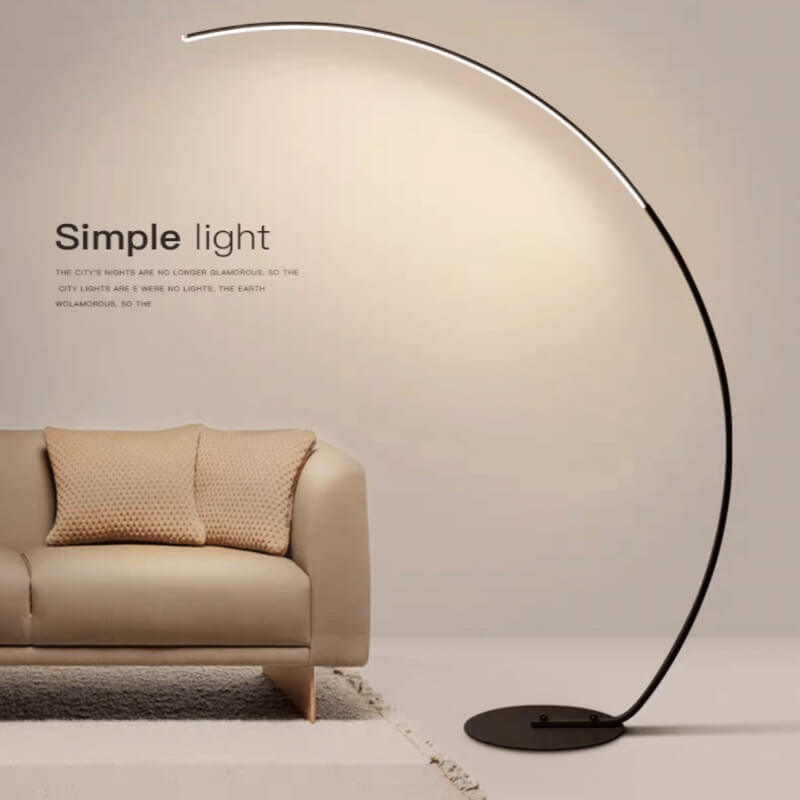Modern Minimalist Fishing Rod LED Floor Lamp - Arc Circular PVC Aluminum Design for Living Room Lighting