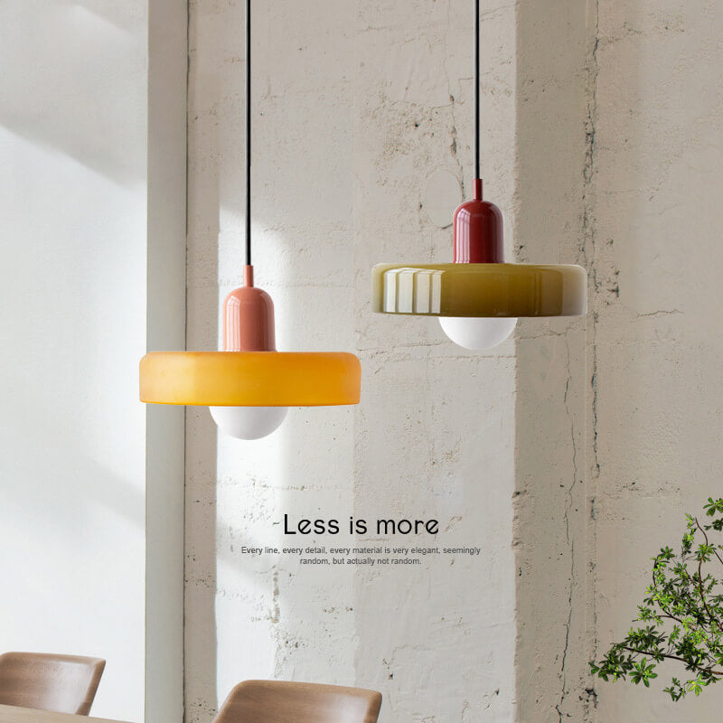 Vintage Colorful Glass Pendant Light - 1-Light Chandelier Fixture