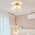 Traditional French Ginkgo Leaf Semi-Flush Mount Ceiling Light - 5/8 Glass for Living Room
