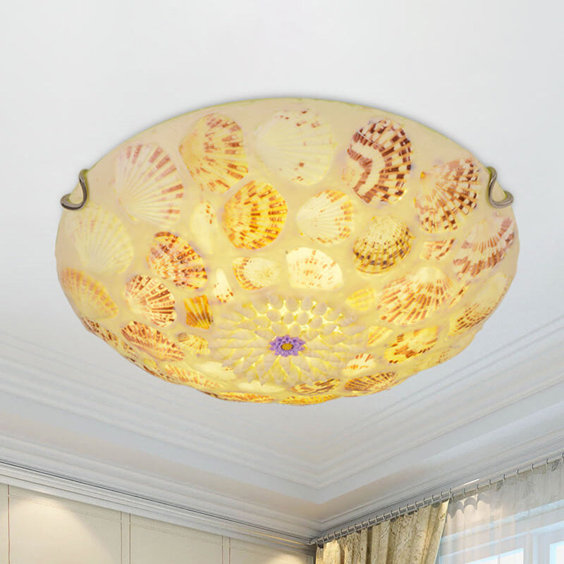 Mediterranean Shell Art LED Flush Mount Ceiling Light