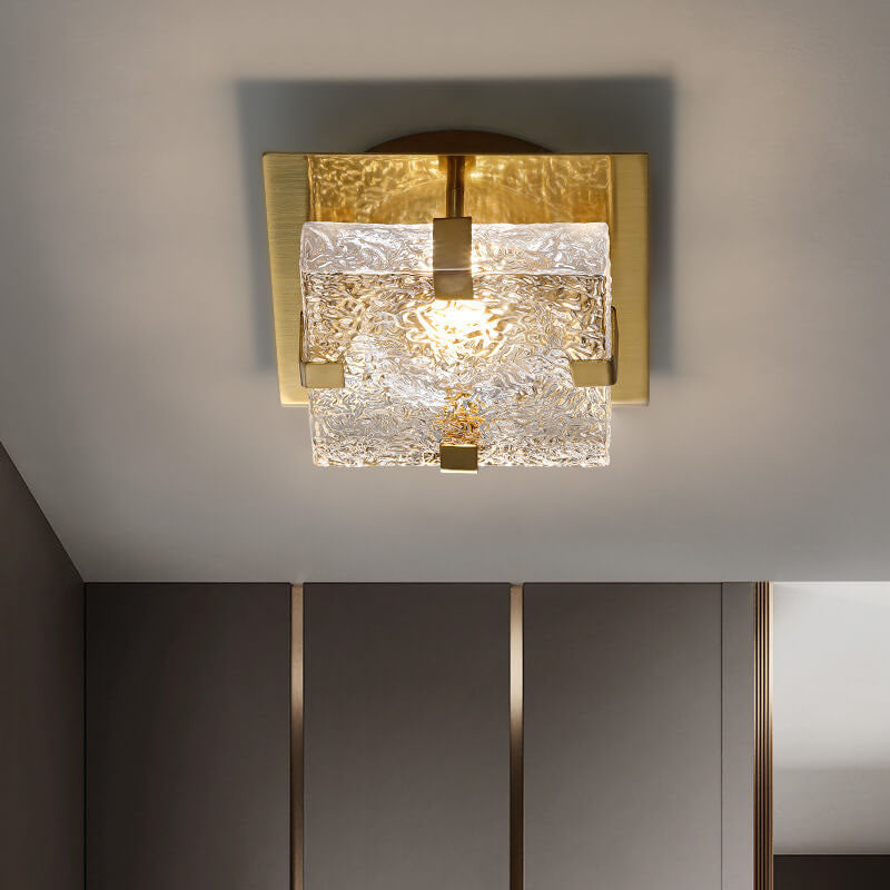 Nordic Luxury Crystal Cube LED Semi-Flush Mount Light