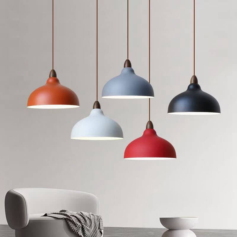 Japanese Iron Dome Solid Wood Pendant Light - 1-Light Fixture