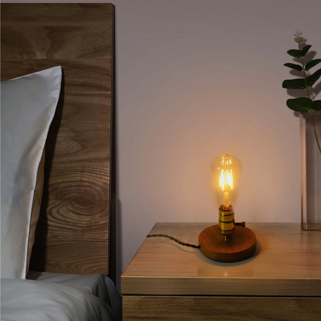 Traditional Vintage Glass Solid Wood Base 1-Light Table Lamp for Bedroom, Classic Bedside Lighting, Elegant Home Decor, Antique Style Lighting, Nightstand Lamp, Warm Ambient Illumination, Artisan Crafted Table Lamp, Decorative Glass Lamp, Rustic Wood Base