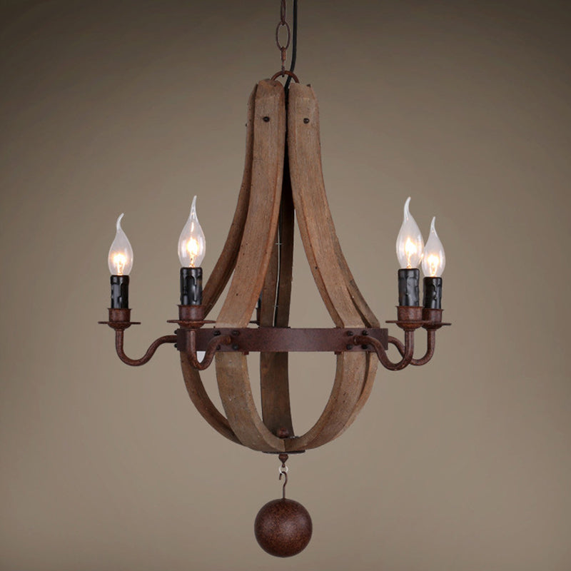 Rustic Round Branch Candle Holder Chandelier - 5/6/8 Light Wooden Iron Decor for Living Room