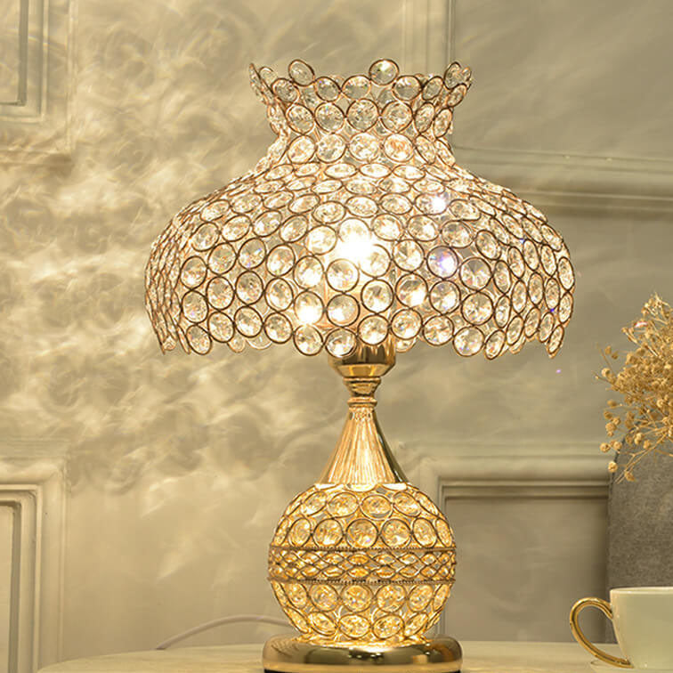 Nordic Luxury Crystal Cone Table Lamp - Modern 1-Light Design, Elegant Home Décor, LED Compatible, Stylish Accent Lighting
