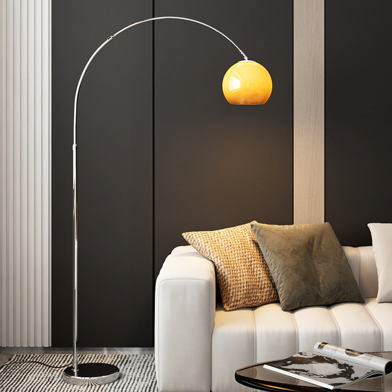 Scandinavian Glass Shade Fishing Rod Floor Lamp - 1-Light Iron Design for Living Room