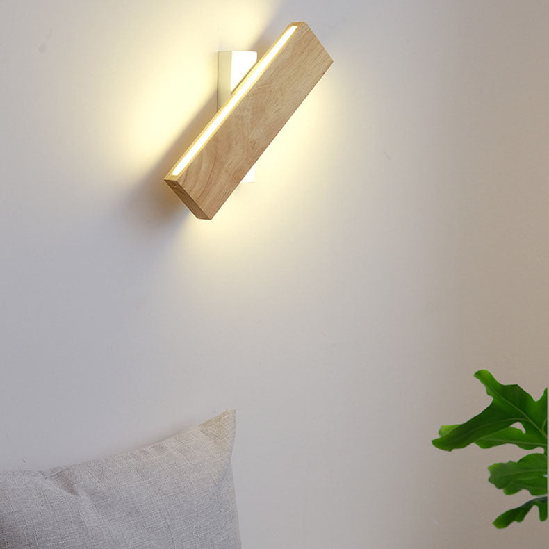 Nordic Modern Rectangular Wood Acrylic LED Wall Sconce Lamp