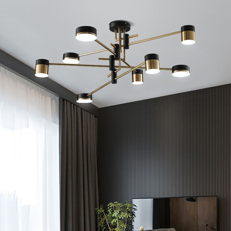 Scandinavian Iron Acrylic Round LED Semi-Flush Mount Ceiling Light for Living Room
