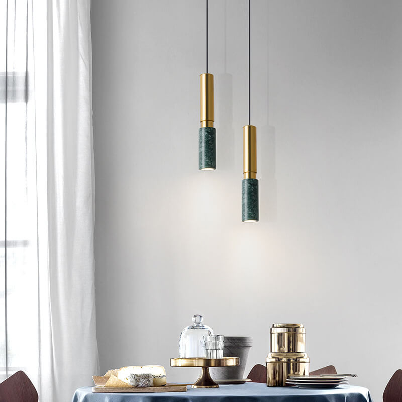 Contemporary Nordic Marble Terrazzo Pendant Light - Modern 1-Light Metal Fixture for Living Room
