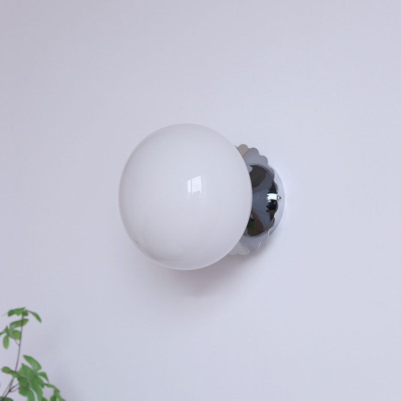 Modern Vintage Iron Glass Round Wall Sconce Lamp - 1-Light Minimalist Design