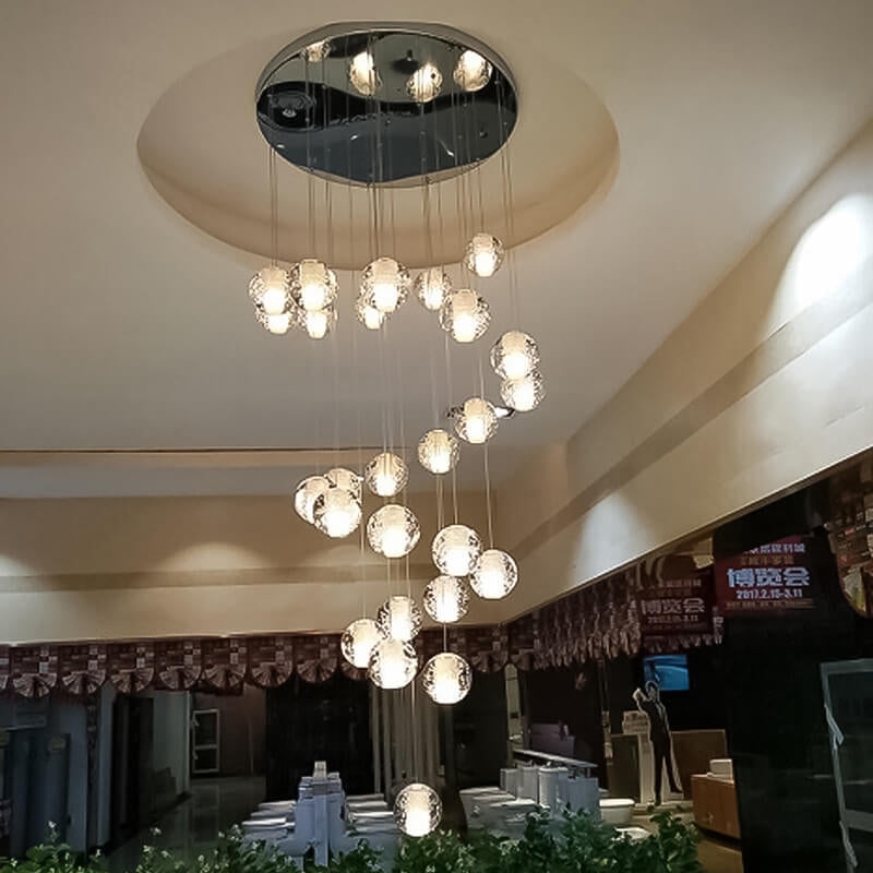 Modern Luxury LED Loft Chandelier with Crystal Orb Shade