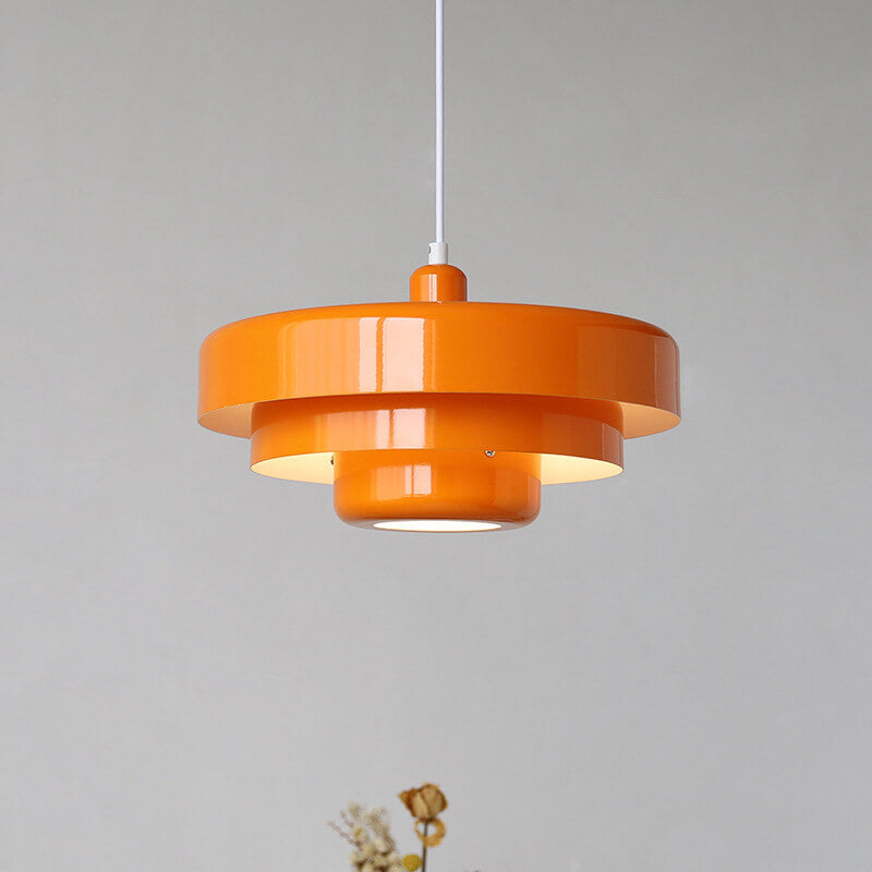 Nordic Vintage Multi-Layered Round Metal Pendant Light - 1-Light Ceiling Fixture