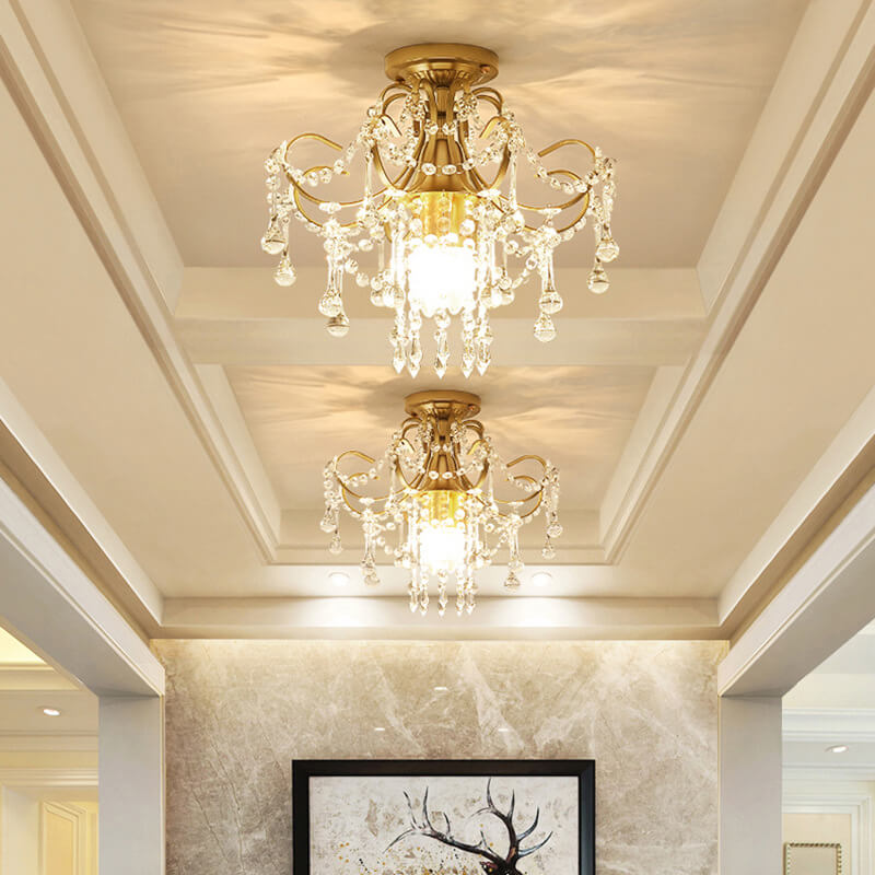 Modern Crystal Flower Semi-Flush Mount Ceiling Light, 1/3-Light Design, Elegant Home Lighting