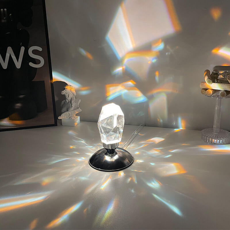 Diamond Crystal Luxury Ambient LED Night Light Table Lamp - Elegant Decorative Lighting for Home Bedroom, Modern Accent Lamp for Living Room, Unique Bedside Table Lamp, Dimmable LED Nightlight with Crystal Finish, Stylish Home Decor Gift, Soothing Mood Li