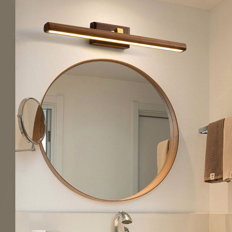 Nordic Minimalist Beechwood & Copper LED Wall Sconce - Bathroom & Living Room Mirror Lamp