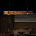 Vintage Solid Wood Long Bar LED Island Light Chandelier for Dining Room
