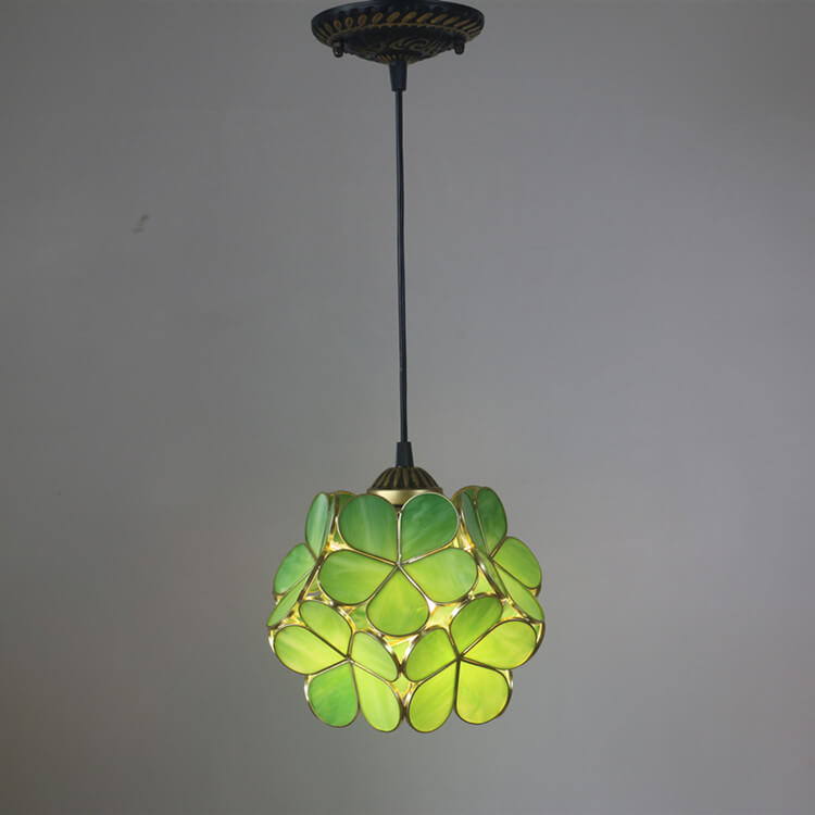 Vintage Stained Glass Petal Pendant Light Fixture