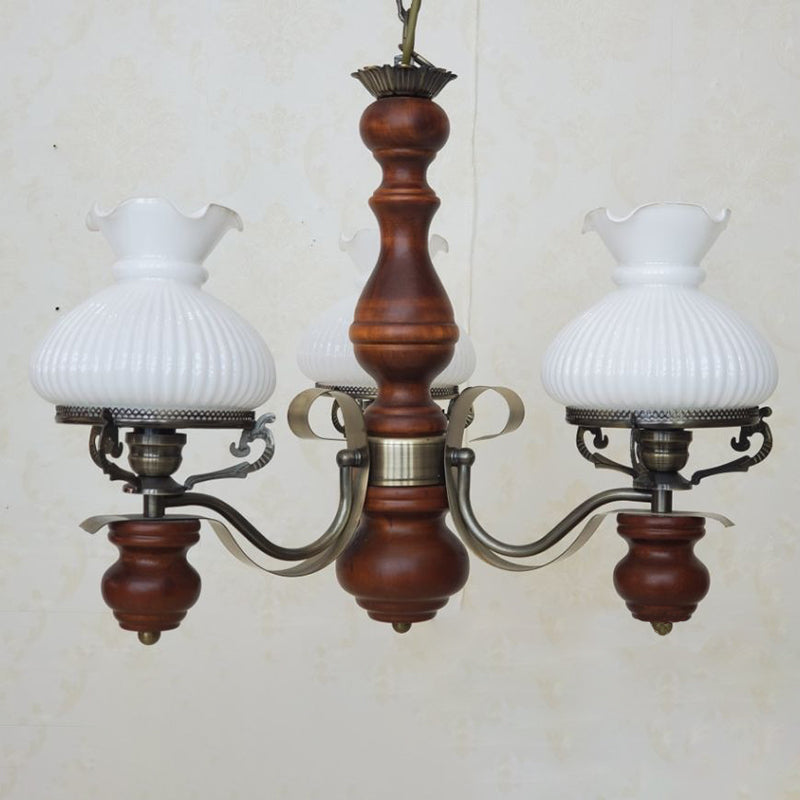 Rustic Iron & Wood 3-Light Candelabra Chandelier for Living Room Decor