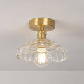 Vintage Brass Glass Dome Semi-Flush Mount Ceiling Light