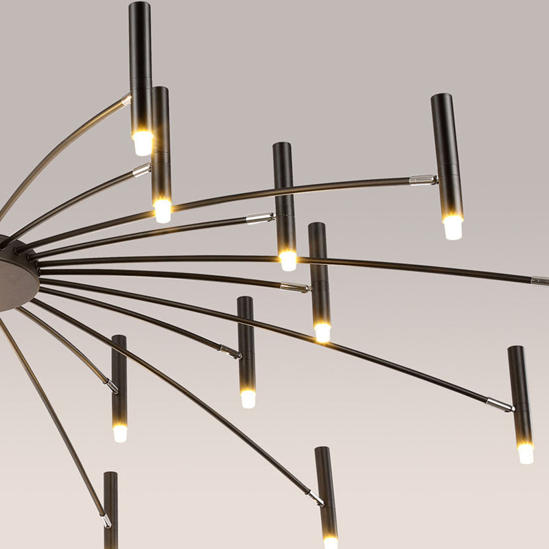 Contemporary Scandinavian Round Radioactive Iron Aluminum Chandelier 12/24 Light for Living Room