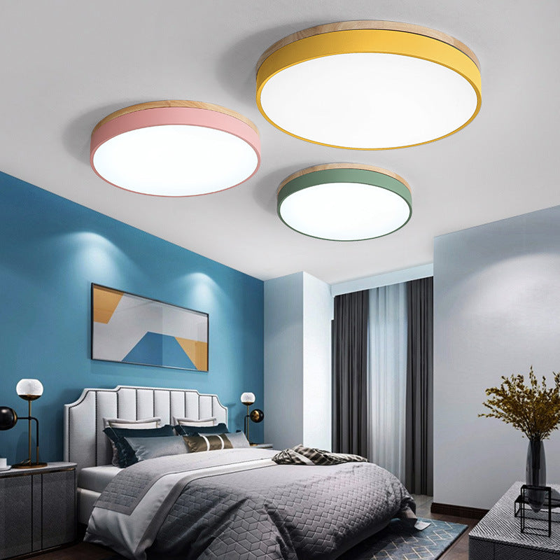 Modern Minimalist Macaron Acrylic LED Flush Mount Ceiling Light for Bedroom