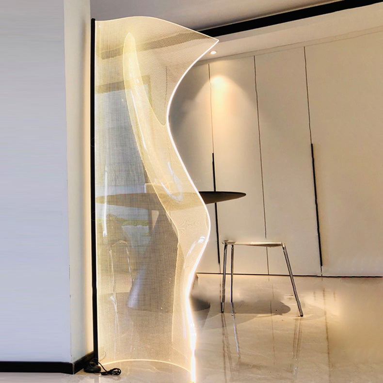 Modern Art Deco Acrylic Aluminum LED Floor Lamp for Living Room  

Transform your living space with this stunning Modern Art Deco floor lamp. Crafted from durable acrylic and aluminum, this irregular-shaped lamp features energy-efficient LED lighting that