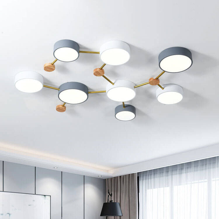 Scandinavian Minimalist Solid Wood Iron LED Flush Mount Light