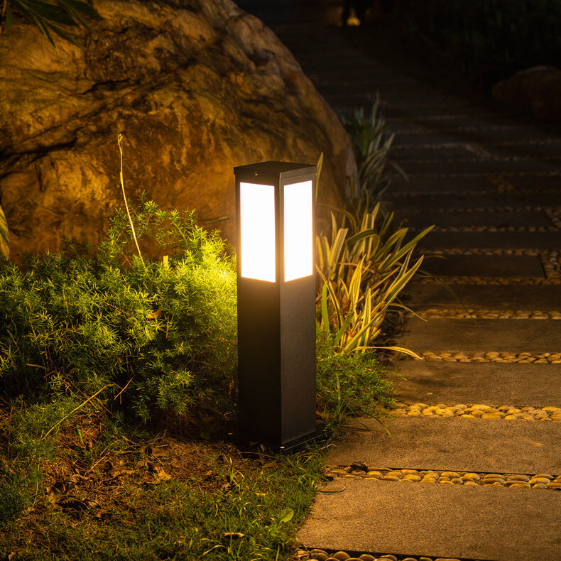 Modern Solar Lawn Square Column Lamp - Waterproof Outdoor Path Light