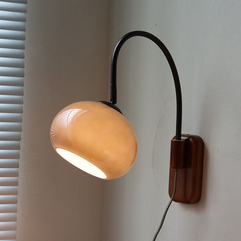 European Minimal Glass Solid Wood Wall Sconce Lamp - Modern Lighting Fixture for Home Décor