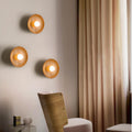 Modern Minimalist Round Wood Wall Sconce Lamp - 1-Light Design, Rustic Home Lighting, Elegant Fixture for Living Room, Bedroom, and Hallway