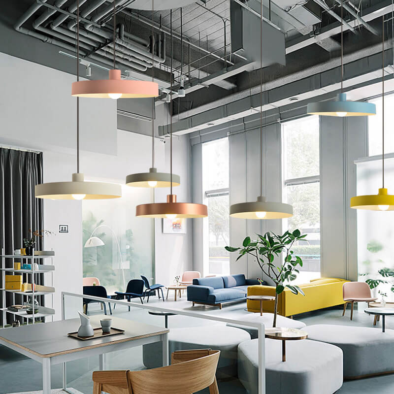 Modern Minimalist Aluminum Disc Pendant Light for Living Room
