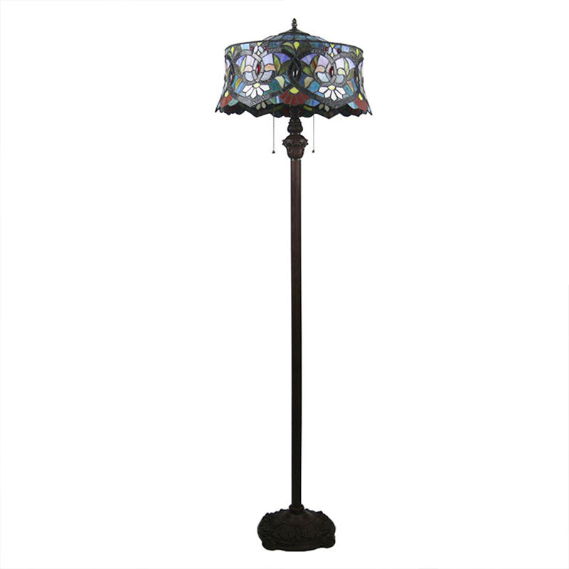 Tiffany Lily Stained Glass Yurt 2-Light Floor Lamp for Study