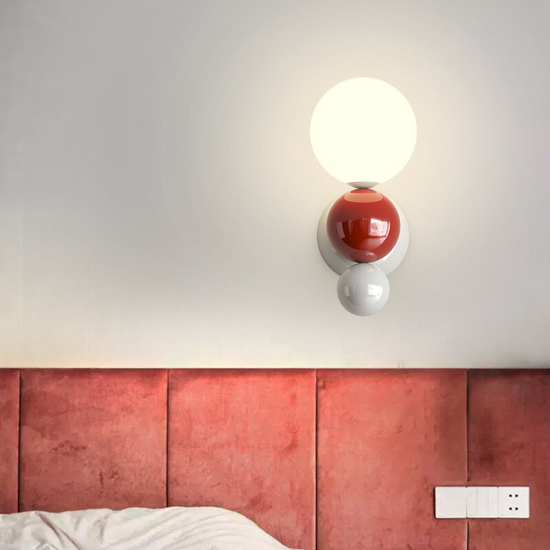 Modern Cream Style Children's Wrought Iron Sphere 1-Light Wall Sconce Lamp Nursery Lighting Fixture Kids Room Decor Soft Glow Bedroom Wall Light Fixture Cute Design for Kids Playroom Accent Lighting