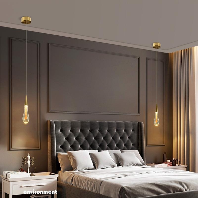 Contemporary Scandinavian Glass LED Pendant Light - Water Drops Design for Bedroom Lighting