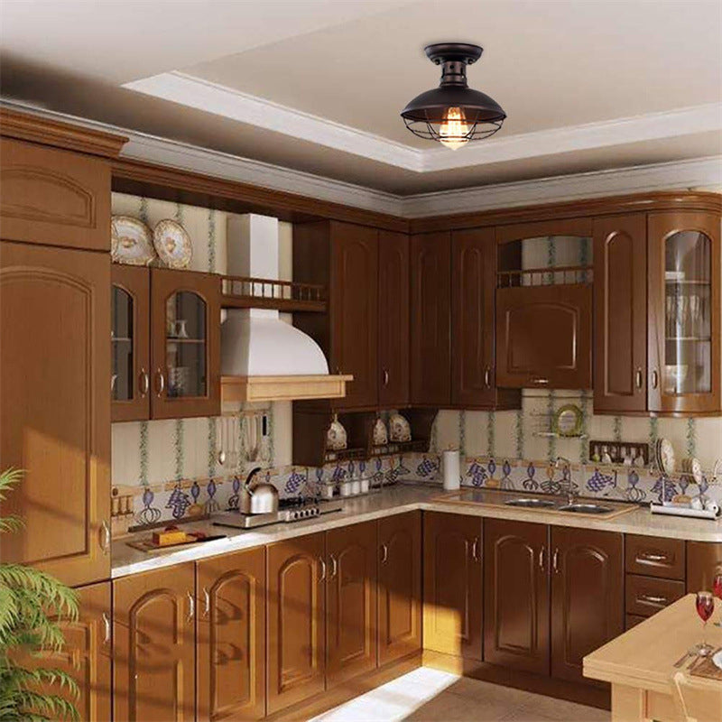 Contemporary Industrial Semi-Flush Mount Iron Light for Living Room