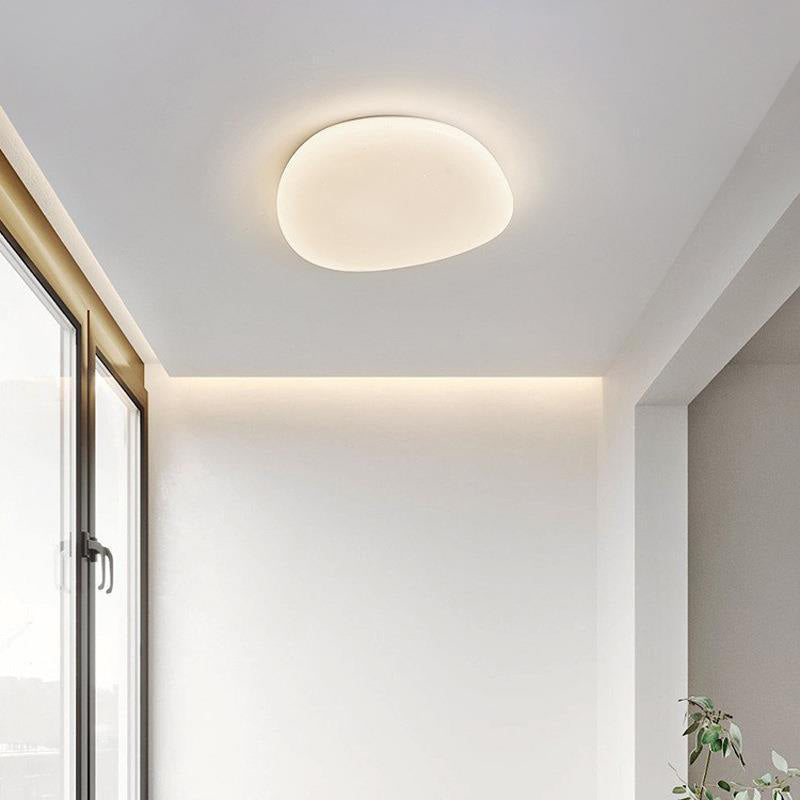 Modern Minimalist Pebble Shape LED Flush Mount Ceiling Light for Bedroom