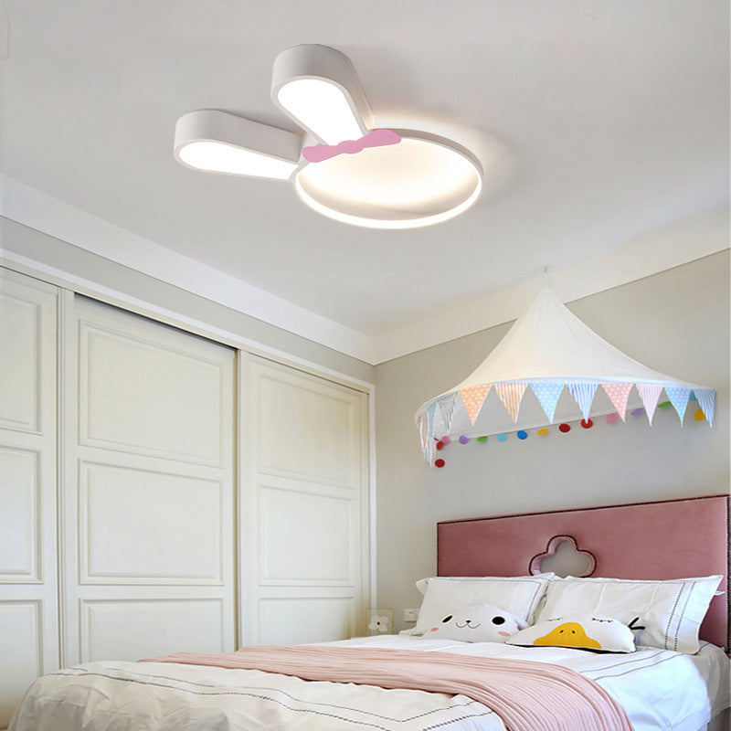 Contemporary Kids Rabbit LED Flush Mount Ceiling Light, Acrylic Bedroom Lighting Fixture, Cute Animal Decor for Children's Room, Modern Flushmount Lighting for Nursery, Playroom, Bedroom Decor, Adjustable Brightness Kids Light, Energy-Efficient Rabbit Lig