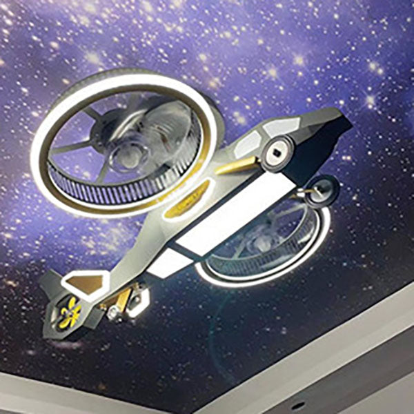 Contemporary LED Aircraft Ceiling Fan Light for Kids' Bedroom