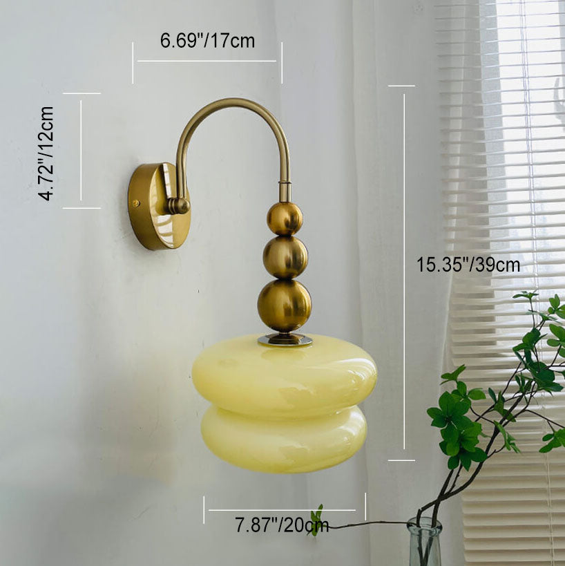 Macaron Cream Gourd Glass Shade Wall Sconce - 1-Light Elegant Design Lamp for Modern Decor, Stylish Lighting Fixture, Artisanal Home Accent