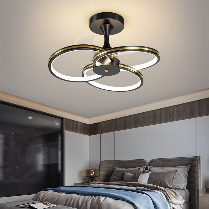 Luxury Acrylic Three Rings LED Flush Mount Fan Light Design