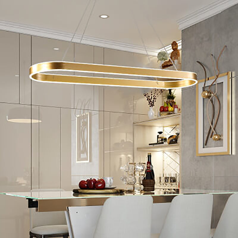 Modern Minimalist Oval Aluminum LED Chandelier - Light Luxury Lighting Fixture