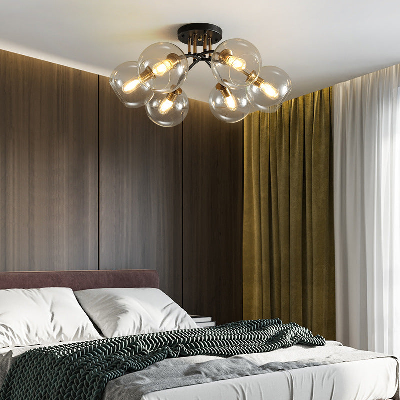 Modern Luxury Iron Glass Magic Bean Semi-Flush Mount Ceiling Light - 4/6/8 Lights for Bedroom