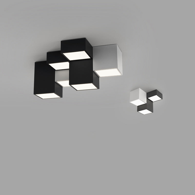 Modern Minimalist Cube LED Flush Mount Ceiling Light for Living Room